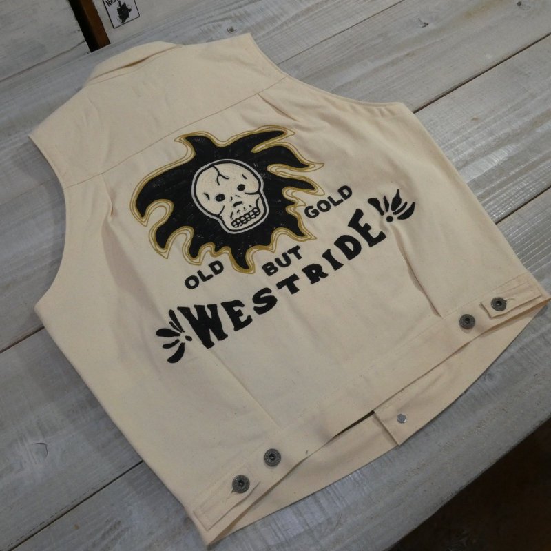 画像10: 【ウエストライド】   ゴーストベスト   ナチュラル/インディゴ チェーン刺繍   WEST RIDE 日本製【送料無料】 (10)