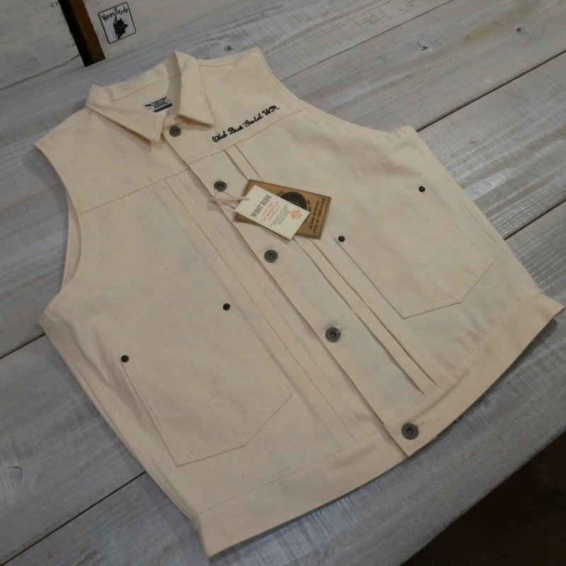 画像9: 【ウエストライド】   ゴーストベスト   ナチュラル/インディゴ チェーン刺繍   WEST RIDE 日本製【送料無料】 (9)