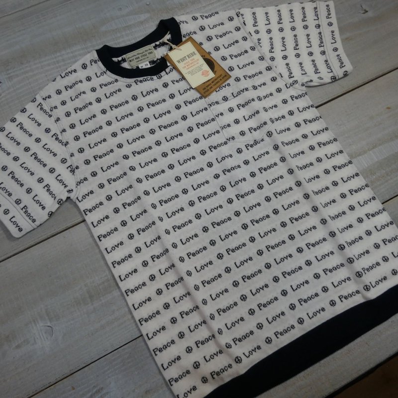 画像1: 【ウエストライド】   ラブ & ピース ジャガード半袖Tシャツ   WEST RIDE 日本製【送料無料】 (1)