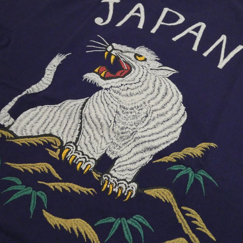 画像6: 【フラットヘッド】   ビンテージスカジャンパターン   白虎ホワイトタイガー プリントTシャツ   THE FLAT HEAD  日本製【送料無料】 (6)