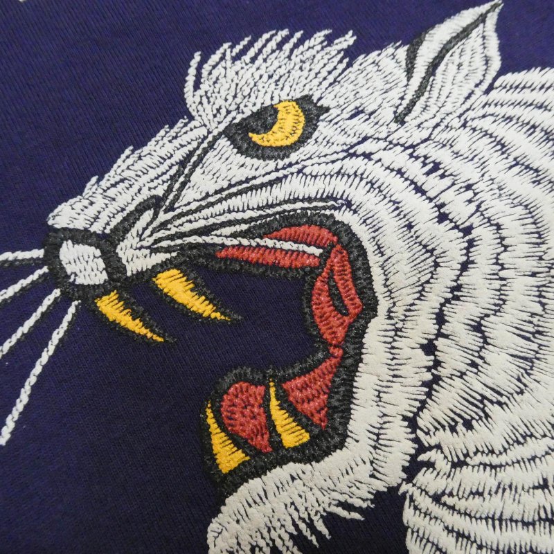 画像7: 【フラットヘッド】   ビンテージスカジャンパターン   白虎ホワイトタイガー プリントTシャツ   THE FLAT HEAD  日本製【送料無料】 (7)