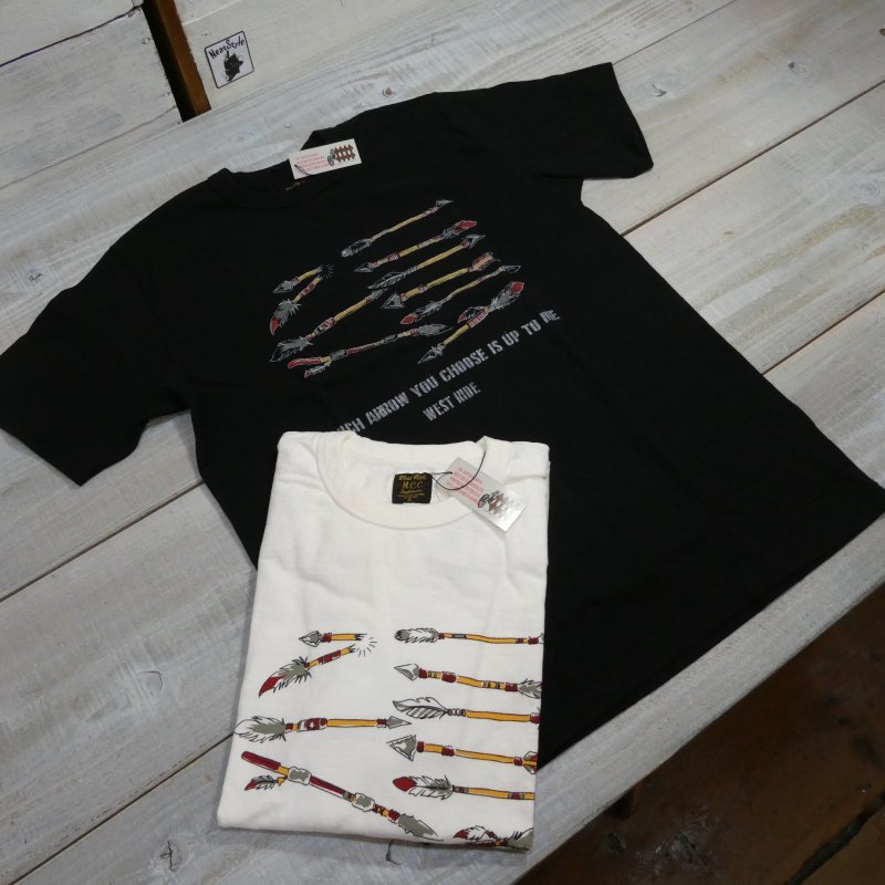 画像1: 【送料無料】 【ウエストライド】  槍/矢 インディアンスラング 半袖プリントTシャツ   WEST RIDE 日本製 (1)