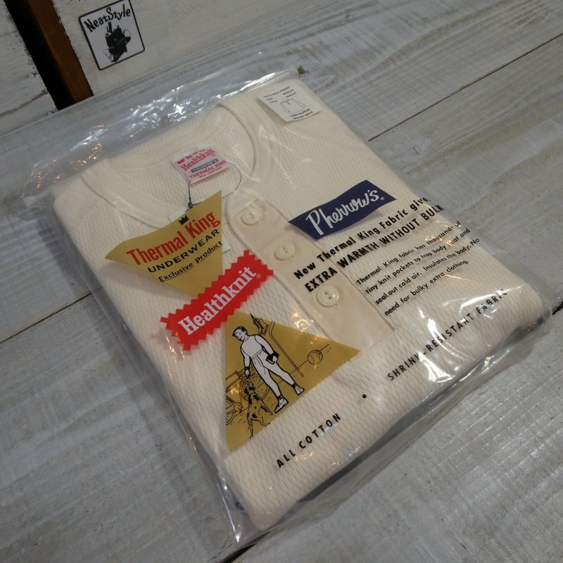 画像1: 【ヘルスニット×フェローズ】  サーマル ヘンリーネック ロングスリーブ   Pherrow's 26W-PCT2-HEALTH KNIT  【送料無料】 (1)