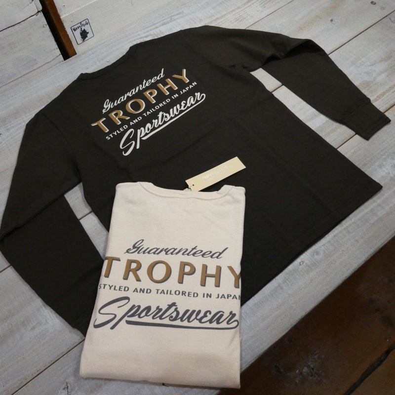画像1: 【トロフィークロージング】  バックロゴ 長袖Tシャツ/ポケット付き   TROPHY CLOTHING TR21SS-201   日本製【送料無料】 (1)