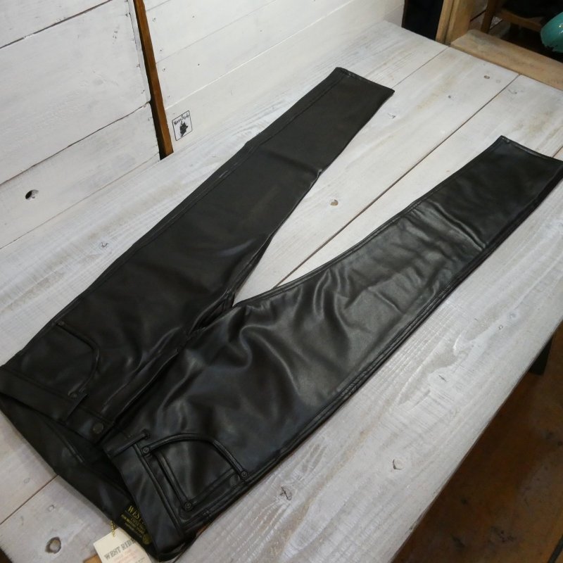 画像2: 【ウエストライド】   WR105 SHYNTHETIC LEATHER PANTS   合皮スリムパンツ WEST RIDE   日本製【送料無料】 (2)