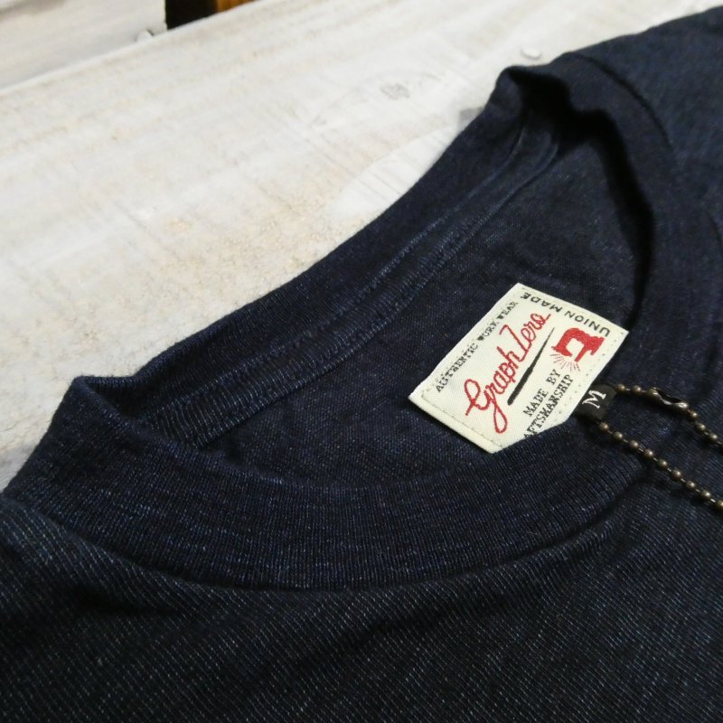画像4: 【グラフゼロ】 インディゴ ポケット付き  クルーネックTシャツ  GRAPHZERO GZ-IDTC  日本製【送料無料】 (4)