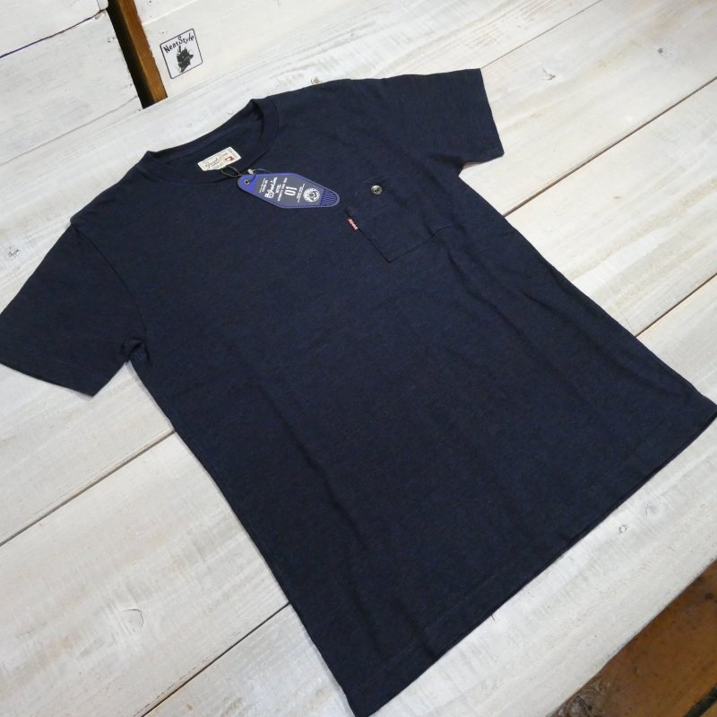 画像1: 【グラフゼロ】 インディゴ ポケット付き  クルーネックTシャツ  GRAPHZERO GZ-IDTC  日本製【送料無料】 (1)