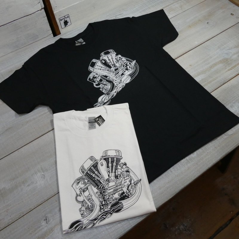 画像1: 【送料無料】 【JAMMER'S】   ジャマーズ   ハーレー パンヘッド   エンジン プリントTシャツ/ウエストライド (1)